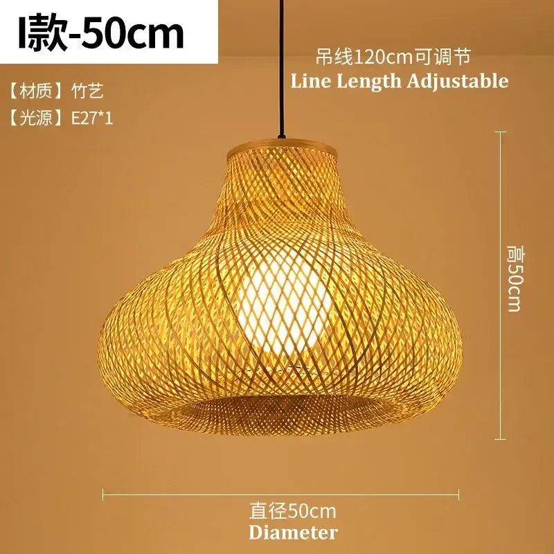 Tiered golden lattice decorbites bamboo chandelier with warm-toned woven design and adjustable 120cm hanging line for dining room