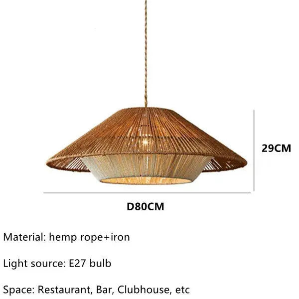 Natural woven hemp rope pendant light with rustic conical design and iron hardware for warm dining room decorbites hemp rope