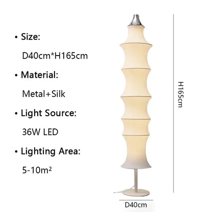 Cream silk japanese floor lamp with tiered silk shades and metallic base ideal for living room decorbites cream silk lighting