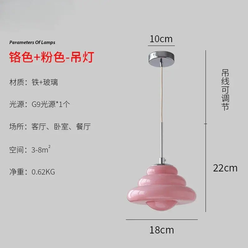 Pink tiered decorbites cream glass pendant lights with chrome metal ceiling mount for kitchen lighting