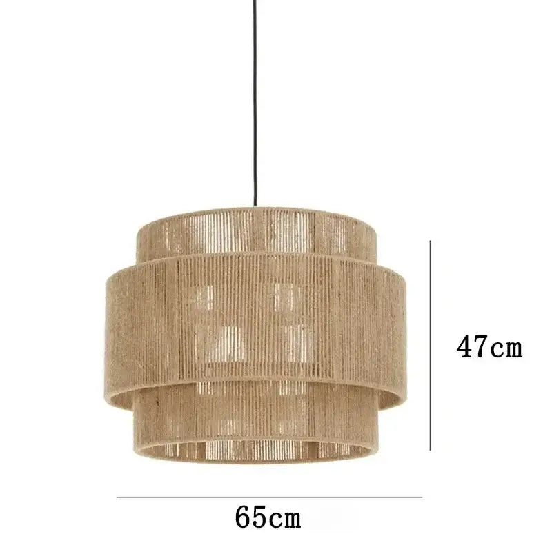 Beige woven hemp rope wall lamp with tiered cylindrical design ideal for bedroom and living room decorbites hemp rope decor
