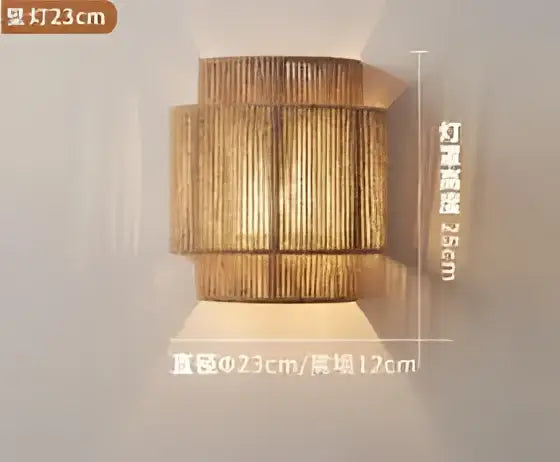 Golden tiered rattan hemp rope wall lamp with cylindrical bamboo style decorbites hemp rope design for bedroom and living room