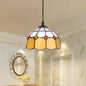 Tiffany Art Glass Dome Pendant Light - Beige/Orange/Blue - 1 Bulb - Ceiling Hang Fixture for Living Room - 8"/12"/16" W