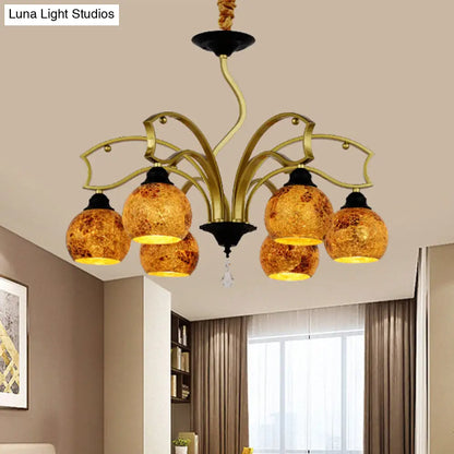 ثريا تيفاني الزجاجية الفنية بتصميم ملون باللون الذهبي - 3/6/8 مصابيح لغرفة المعيشة