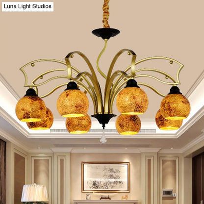 ثريا تيفاني الزجاجية الفنية بتصميم ملون باللون الذهبي - 3/6/8 مصابيح لغرفة المعيشة