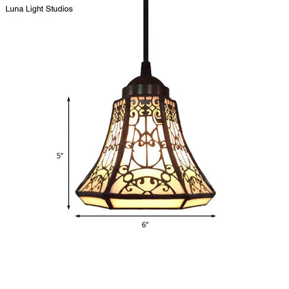 Tiffany Beige Stained Glass Mini Pendant Lamp for Stairs