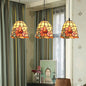 Tiffany Bell Orange Handcrafted Art Glass Pendant Light with 3 Clustered Heads - Unique Suspension Lighting