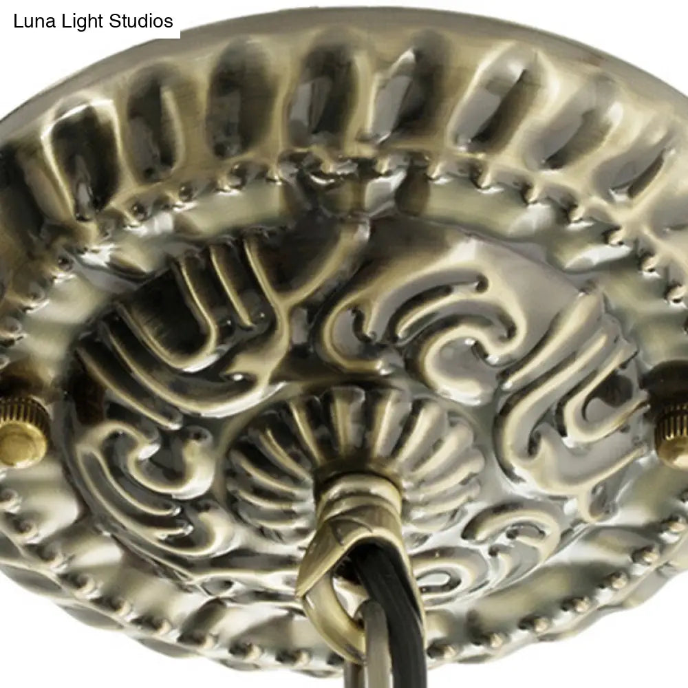 Tiffany Blue Glass Chandelier with 3 Lights - Hand Cut Dome Design for Ceiling Lighting