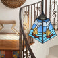 Tiffany Blue Pendant Light with Stained Glass Shade - Elegant Dining Room Ceiling Lighting