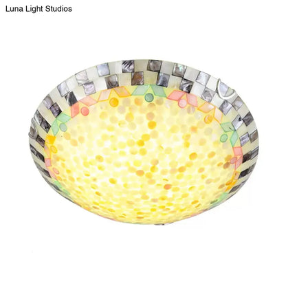 DecorBites™ DecorBites™ Tiffany Ceiling Light, Medium Flush Mount Fixture - Decorative Mosaic Bowl Shade for Bedrooms