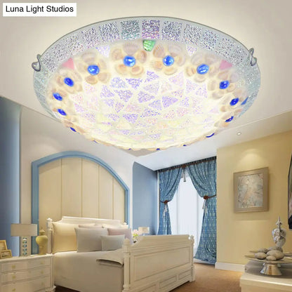 DecorBites™ DecorBites™ Tiffany Ceiling Light with Mosaic Bowl Design - Stunning Flower and Blue Jewel Décor for Bedroom