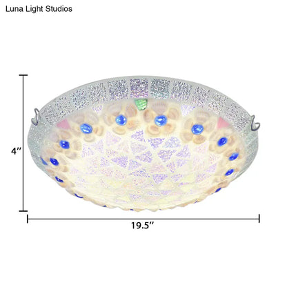 DecorBites™ DecorBites™ Tiffany Ceiling Light with Mosaic Bowl Design - Stunning Flower and Blue Jewel Décor for Bedroom