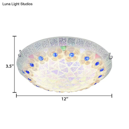 DecorBites™ DecorBites™ Tiffany Ceiling Light with Mosaic Bowl Design - Stunning Flower and Blue Jewel Décor for Bedroom