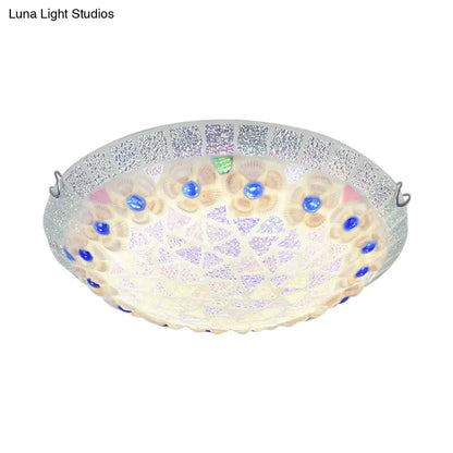 DecorBites™ DecorBites™ Tiffany Ceiling Light with Mosaic Bowl Design - Stunning Flower and Blue Jewel Décor for Bedroom