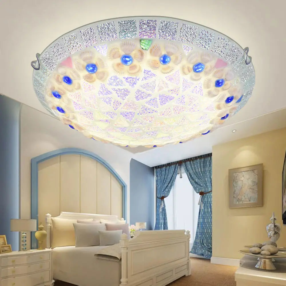 DecorBites™ DecorBites™ Tiffany Ceiling Light with Mosaic Bowl Design - Stunning Flower and Blue Jewel Décor for Bedroom