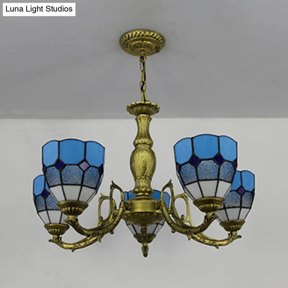 Lámpara de araña Tiffany con vidrieras en 4 colores - Lámpara colgante de cúpula ajustable para vestíbulo