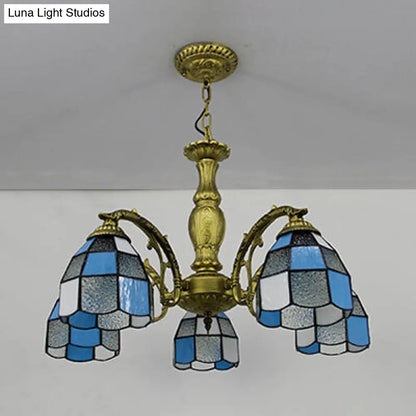 Lámpara de araña Tiffany con vidrieras en 4 colores - Lámpara colgante de cúpula ajustable para vestíbulo