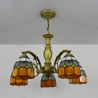 Lámpara de araña Tiffany con vidrieras en 4 colores - Lámpara colgante de cúpula ajustable para vestíbulo