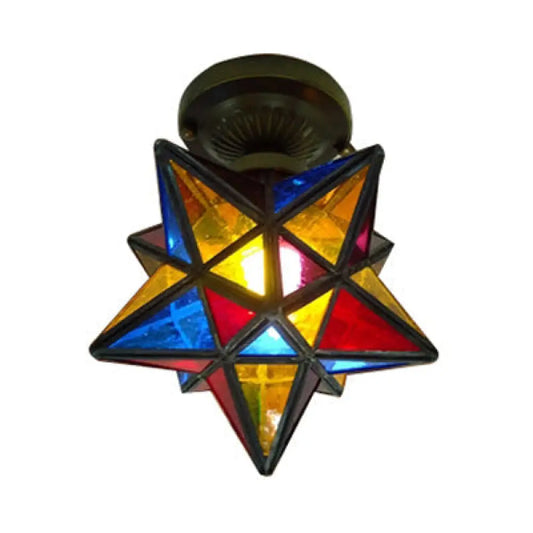 DecorBites™ DecorBites™ Tiffany Colorful Glass Flush Mount Ceiling Light for Corridor - Star/Polygon Shaped