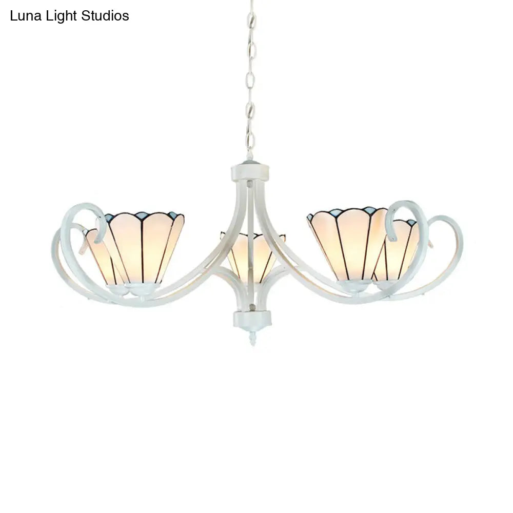 Lámpara de araña colgante Tiffany en forma de cono con 5/6/8 luces de cristal tradicionales para sala de estar