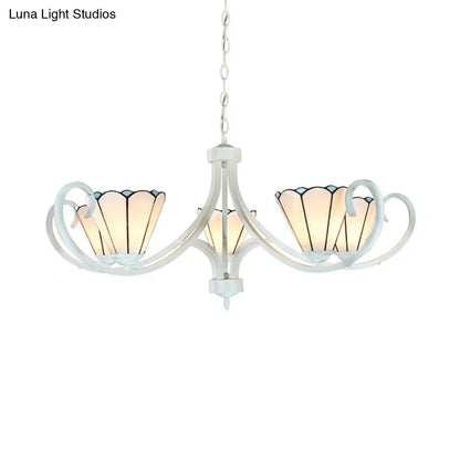 Lámpara de araña colgante Tiffany en forma de cono con 5/6/8 luces de cristal tradicionales para sala de estar