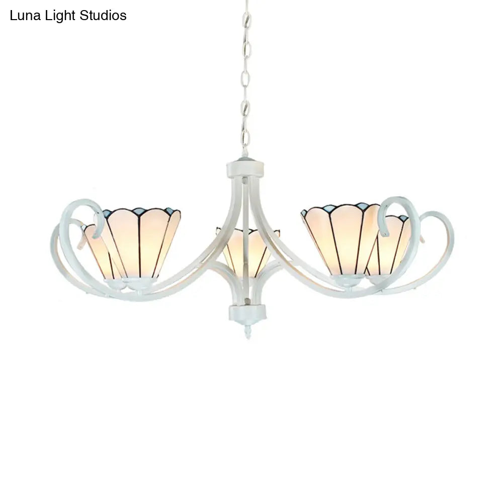 Lámpara de araña colgante Tiffany en forma de cono con 5/6/8 luces de cristal tradicionales para sala de estar