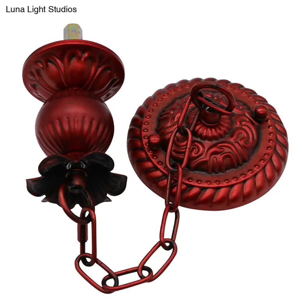 Tiffany Copper Finish Chandelier Light with Suspended Bowl Glass Shades & 7/9 Heads in Blue/Yellow