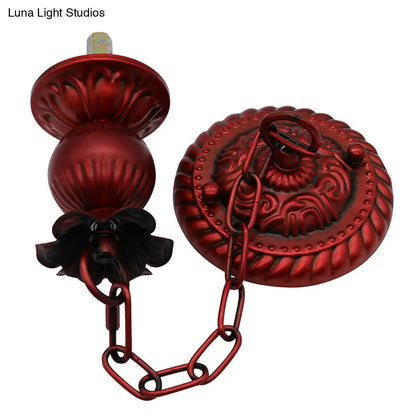 Tiffany Copper Finish Chandelier Light with Suspended Bowl Glass Shades & 7/9 Heads in Blue/Yellow