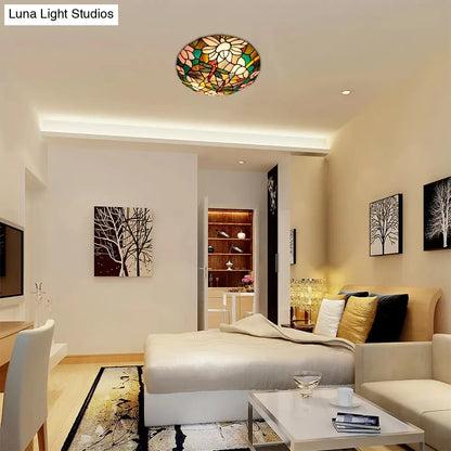 DecorBites™ DecorBites™ Tiffany Dragonfly Ceiling Light with Stained Glass Shade - Perfect for Living Room!