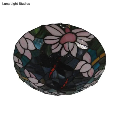 DecorBites™ DecorBites™ Tiffany Dragonfly Ceiling Light with Stained Glass Shade - Perfect for Living Room!