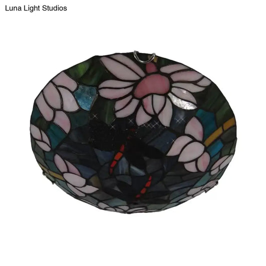 DecorBites™ DecorBites™ Tiffany Dragonfly Ceiling Light with Stained Glass Shade - Perfect for Living Room!