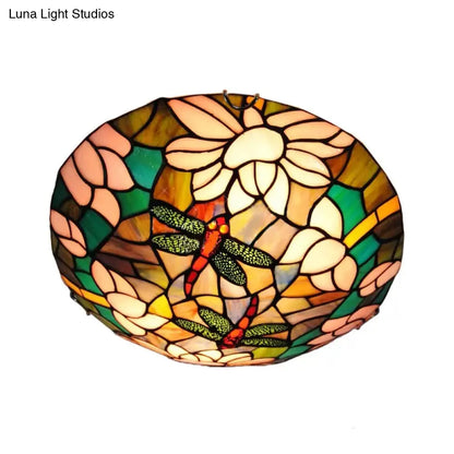 DecorBites™ DecorBites™ Tiffany Dragonfly Ceiling Light with Stained Glass Shade - Perfect for Living Room!