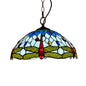 Tiffany Dragonfly Pendant Ceiling Light - 1-Light Stained Glass Fixture in Red/Yellow/Blue for Kitchen