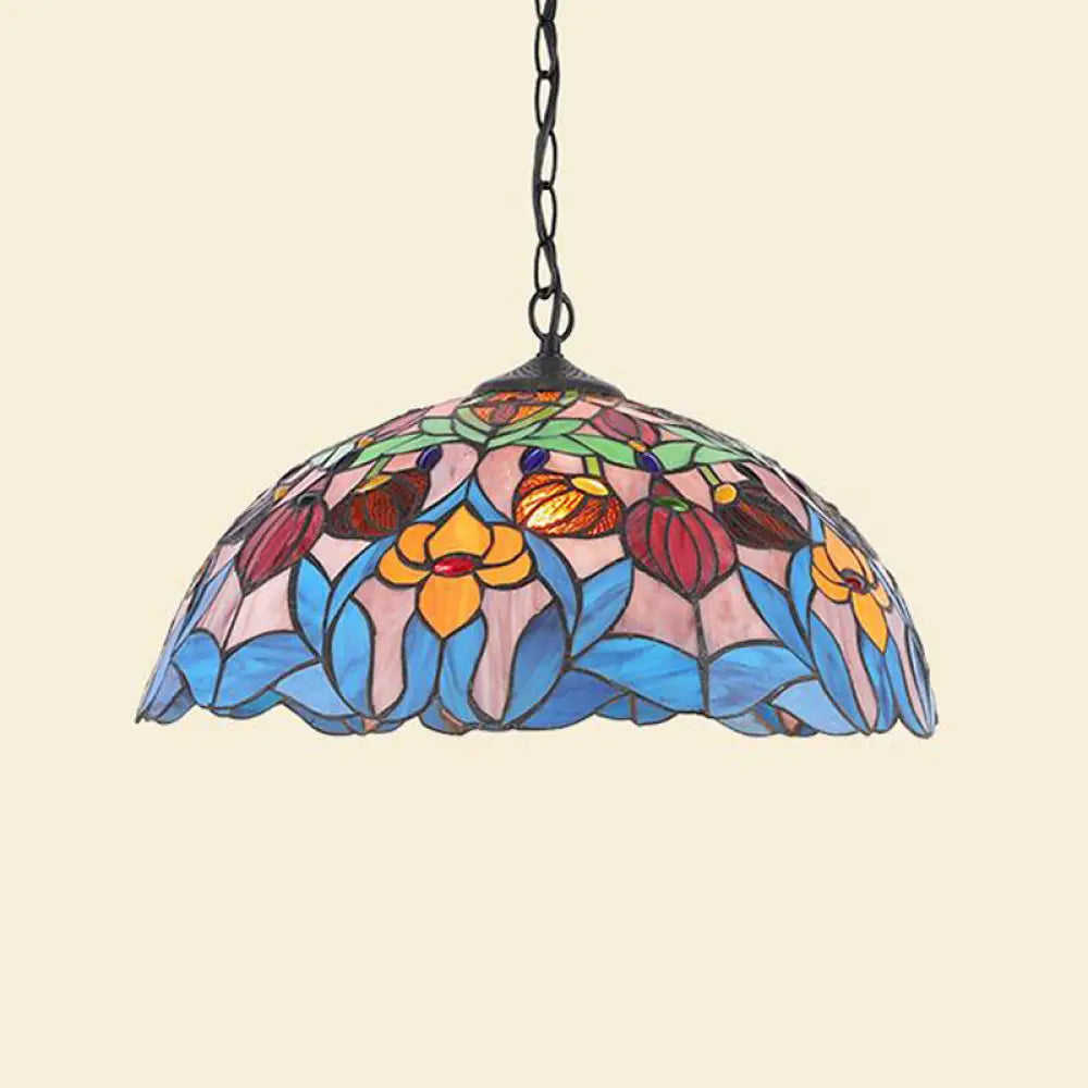 Tiffany Green/Blue Kitchen Ceiling Pendant Light with Stained Glass Shade