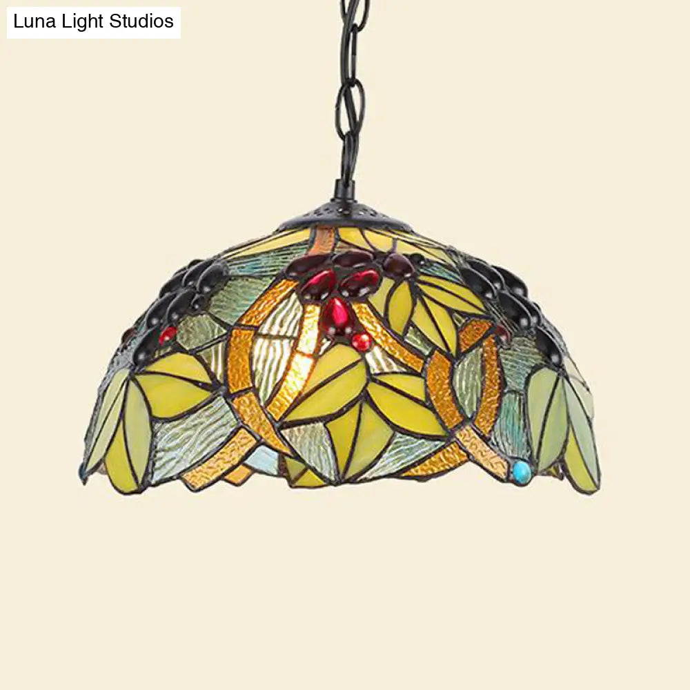 Tiffany Green/Blue Kitchen Ceiling Pendant Light with Stained Glass Shade