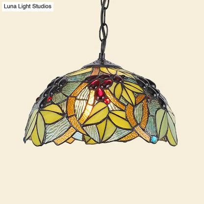 Tiffany Green/Blue Kitchen Ceiling Pendant Light with Stained Glass Shade