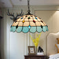 Tiffany Hand Rolled Art Glass Ceiling Light - Single Dome Pendant for Bedroom in Pink/Light Blue/Green