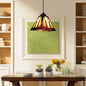 Tiffany Hand Rolled Art Glass Ceiling Light - Single Head Trapezoid Pendant in Black and Brown