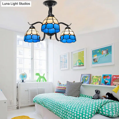 Lámpara de techo semiempotrada para interiores DecorBites™ Tiffany con diseño de vitral en color negro - 3 luces