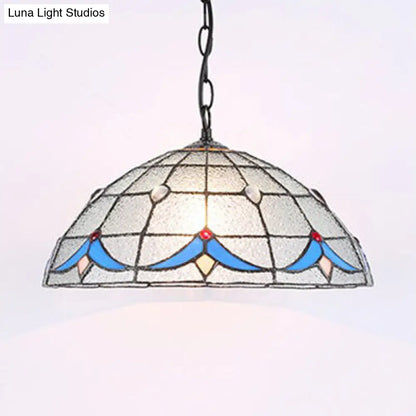 Tiffany Magnolia Hanging Lamp with Dimple Glass Shade - 1-Light Ceiling Pendant