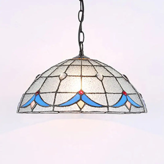 Tiffany Magnolia Hanging Lamp with Dimple Glass Shade - 1-Light Ceiling Pendant