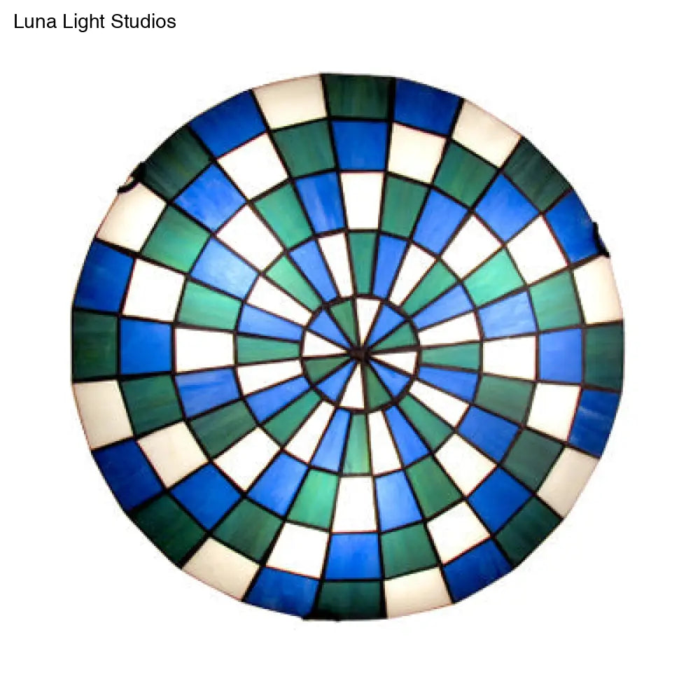 DecorBites™ DecorBites™ Tiffany Mosaic Dome Ceiling Mount Stained Glass Ceiling Lamp - Blue Kitchen Lighting