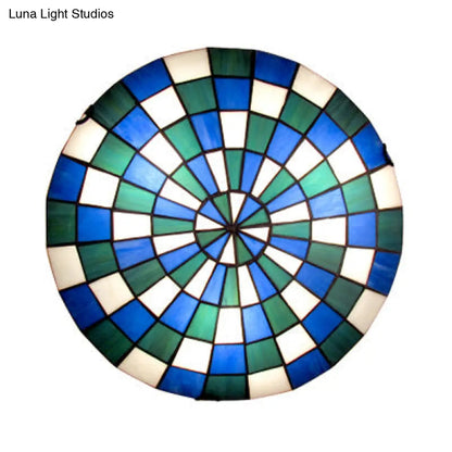 DecorBites™ DecorBites™ Tiffany Mosaic Dome Ceiling Mount Stained Glass Ceiling Lamp - Blue Kitchen Lighting