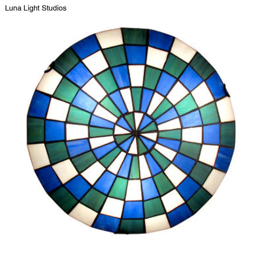 DecorBites™ DecorBites™ Tiffany Mosaic Dome Ceiling Mount Stained Glass Ceiling Lamp - Blue Kitchen Lighting