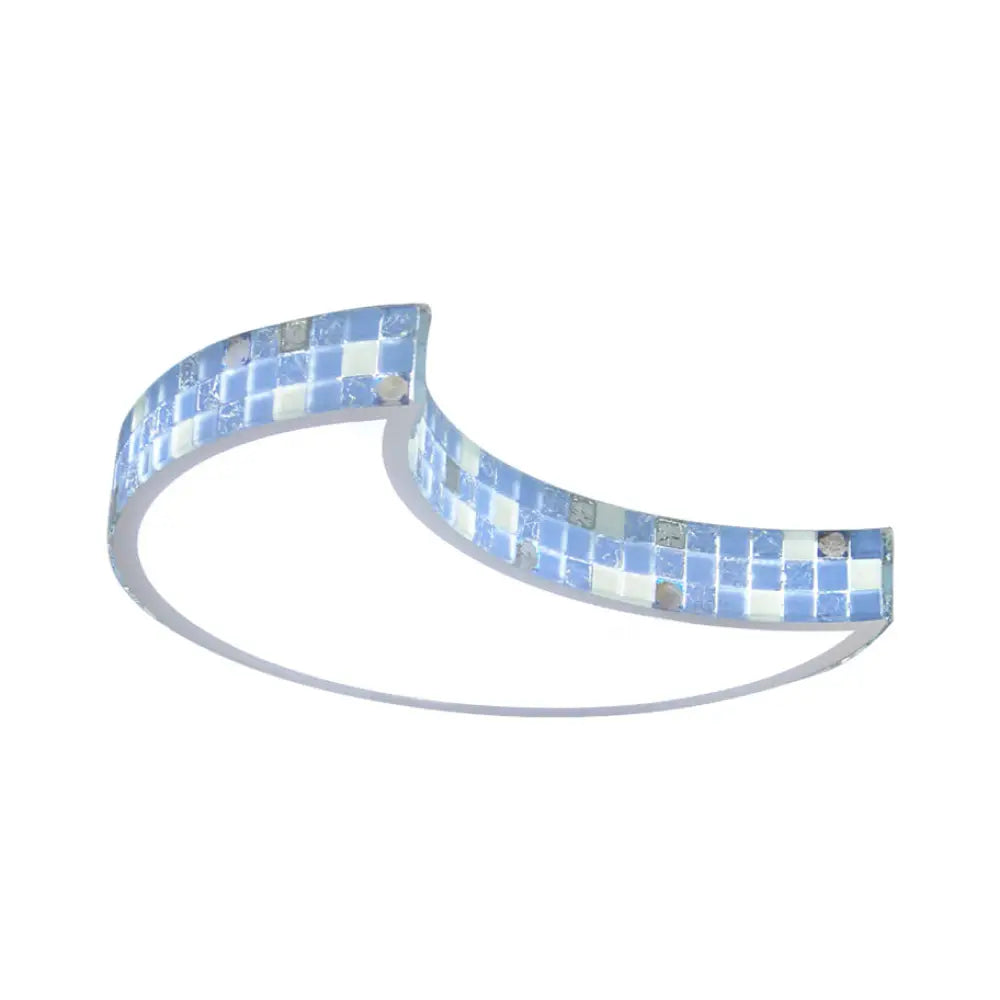 DecorBites™ DecorBites™ Tiffany Mosaic Glass Moon Flush Light with LED for Bedroom Ceiling