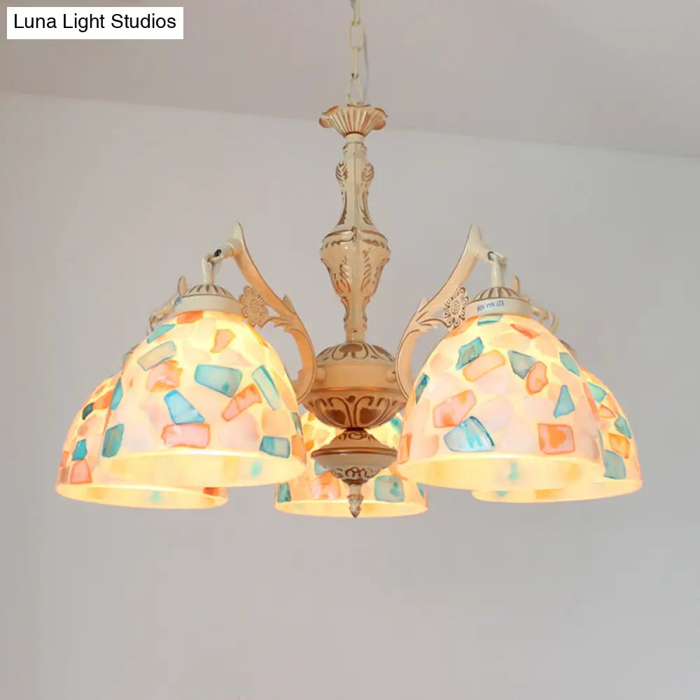 Tiffany Mosaic Shell Chandelier Ceiling Pendant - White - 3/5 Lights - Bedroom Decor