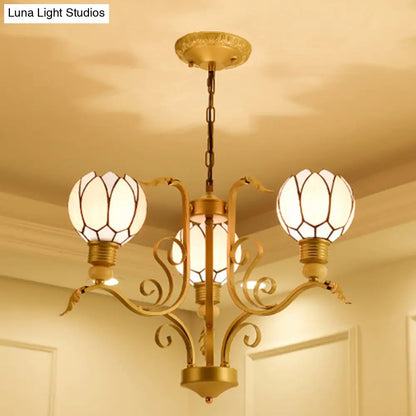 Tiffany Pink Glass Blossom Chandelier - 3/5/6 Lights for Living Room - Brass Hanging Lamp Kit