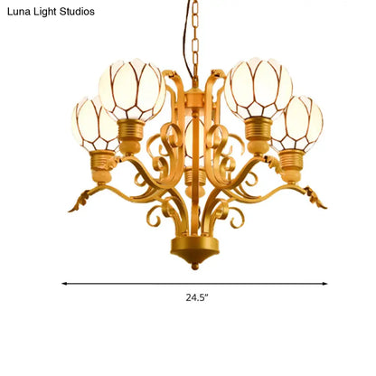 Tiffany Pink Glass Blossom Chandelier - 3/5/6 Lights for Living Room - Brass Hanging Lamp Kit