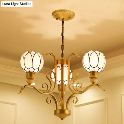 Tiffany Pink Glass Blossom Chandelier - 3/5/6 Lights for Living Room - Brass Hanging Lamp Kit