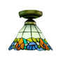 Tiffany Retro Loft Ceiling Light with Stained Glass Shade for Bedroom